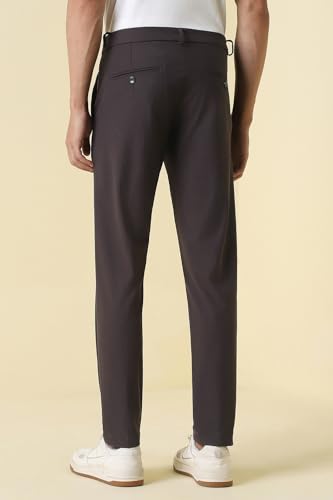 Men Brown Solid Casual Trousers