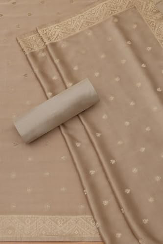 Soch Womens Beige Gajji Silk Woven Design Unstitch Dress Material With Zari Woven