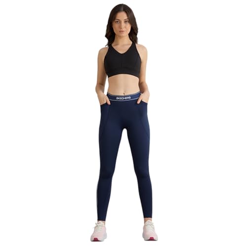 Skechers-2125 Women's Trousers-Leggings with Contrast PIPING-LG0027ID-NVY-XL Navy