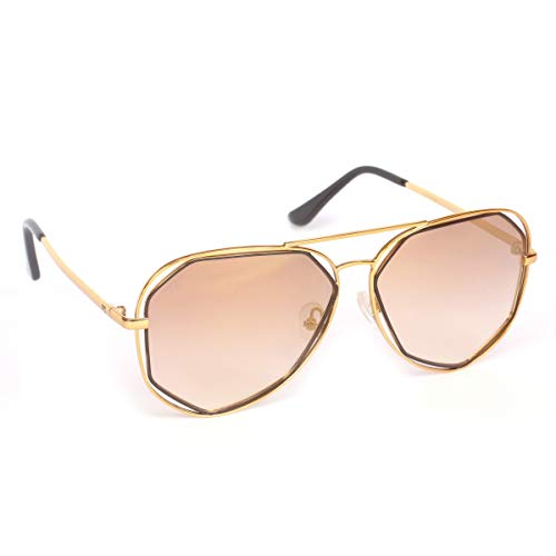 FCUK Mirrored Aviator Unisex Sunglasses - (FC 7386 C2 S|56|Gold Color Lens)
