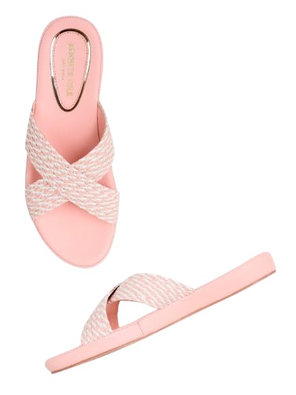 KENNETH COLE Women's Flat Slide Sandal | Synthetic | Braided Criss-Cross Strap, Open Toe