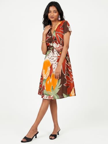 Max Women Printed Twisted Dress (Multicolour_L)