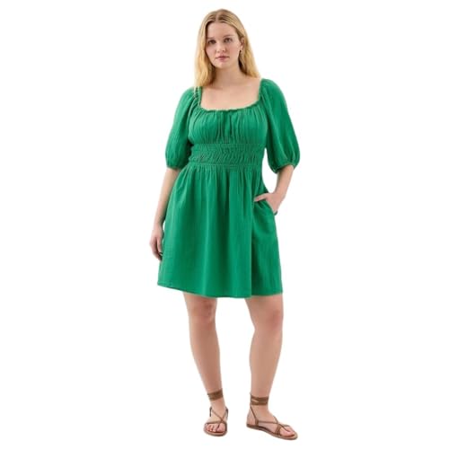 GAP Women's Cotton Smocked Mini Casual Dress (442528427_Green