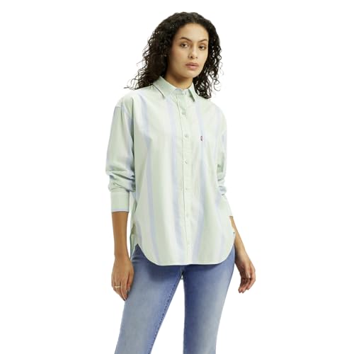 Levi's Women's Striped Light-Green Slim Fit Shirt