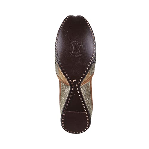Metro Womens Beaded Gun Metal Mojaris (Size (6 UK (39 EU))