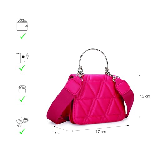 Fastrack Quilted pink Sling Bag for Women | Lightweight Crossbody with Adjustable Webbing Strap, Button Closure & Clean Stitch Detail | Everyday Carry for Casual Outings & Coffee Runs