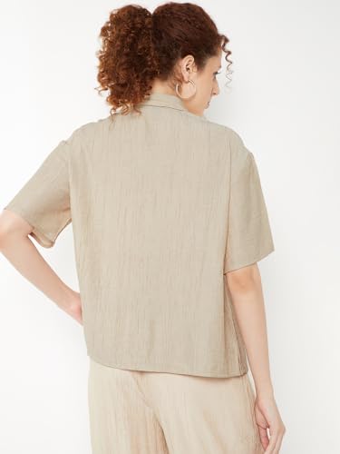 Max Women Textured Shirt (Beige_M)