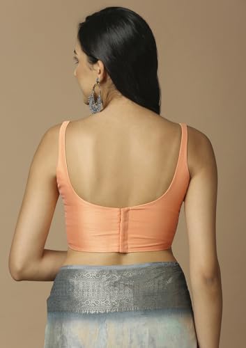 SALWAR STUDIO Women's Peach Saree Blouse-RI-0051-PECH-42