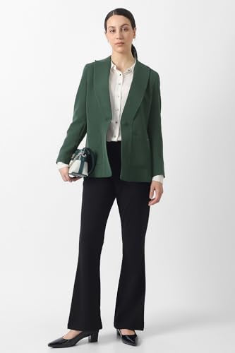 Women Green Solid Blazer