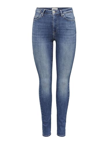 ONLY Women Washed Cotton Blend Skinny Fit Mid Rise Blue Jeans