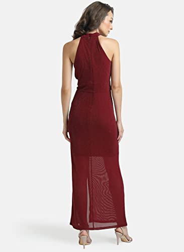 Kazo Women's Polyester Bodycon Maxi Casual Dress (124177MAROONM_Red