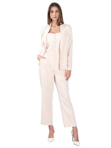 VERO MODA Women's Straight Fit High-Rise Pink Pants