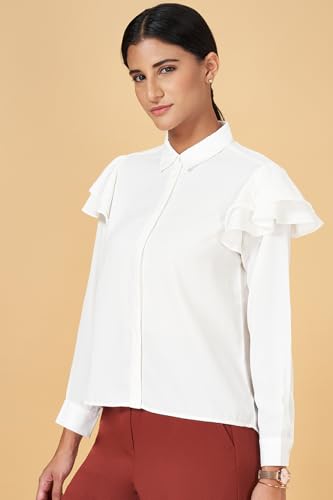 Annabelle by Pantaloons Women's Solid Comfort Fit Top (110143245003_White