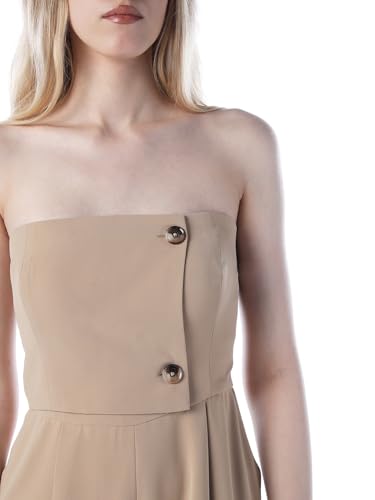 ONLY Women's Solid Regular Fit Beige Jumpsuit