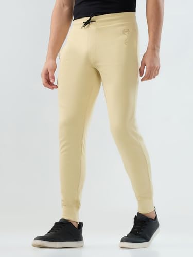 Park Avenue Men Slim Fit Solid Pattern Cotton Polyester Blend Flat Front Casual Jogger Pant