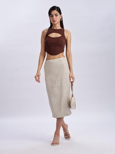 Calvin Klein Jeans Slim Fit Beige Pencil Skirt