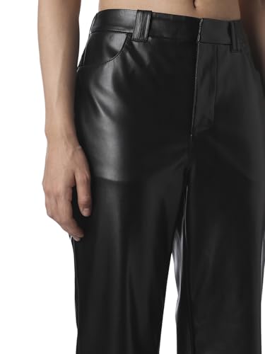 ONLY Women's Solid Straight Fit Mid-Rise Black Pants