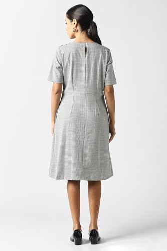 Women Grey Print Knee Length Formal Dress