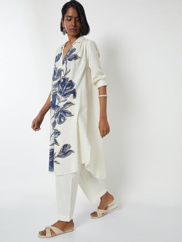 Max Women's Cotton Blend Kurta Set (CTKST54183_Off White