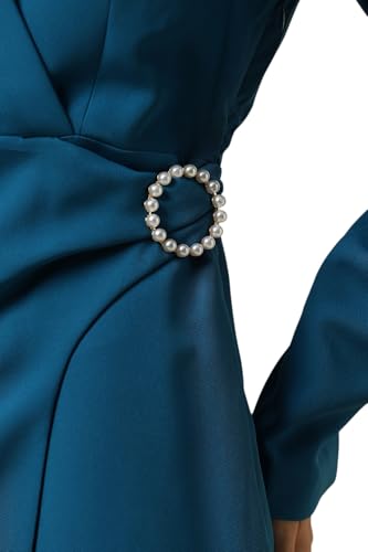 Women Blue Solid Formal Dress