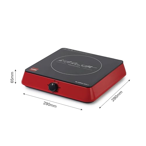 Cello Induction Cooker Blazing 600+ | 1800 Watt Induction Cooktop | 2-in-1 knob design with Grade Crystal Shiny Glass Plate | Compact and Portable | Multi-Purpose Use | Red