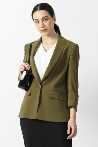 Women Olive Solid Blazer