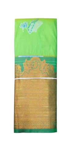 VFCollections Women's Traditional Handloom Kanchipuram Silk Pure Pattu Sarees – Peacock Border | Rich Zari Woven Design | Bridal Saree | Unstitched Blouse (VFC695-4)