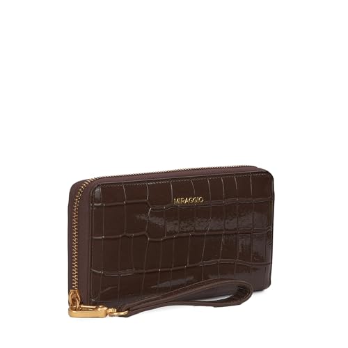 Miraggio Harlow Zip Around Wallet for Woman, Brown