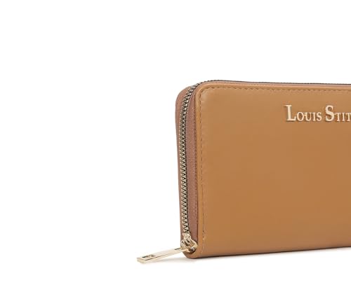 LOUIS STITCH Stylish Tan Zipper Purse for Women | Multi Pocket Ladies Clutch Hand Purse (LS-LDB-WL101-CLPLTN)