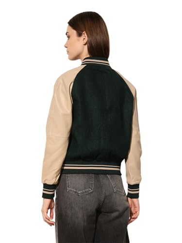ONLY Women's Solid Loose Fit Green Jacket