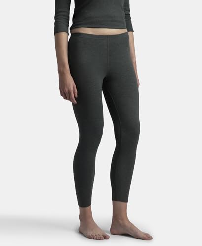 Jockey 2544 Women's Super Combed Cotton Rich Brushed Fabric Thermal Leggings with StayWarm Technology_Charcoal Melange_M