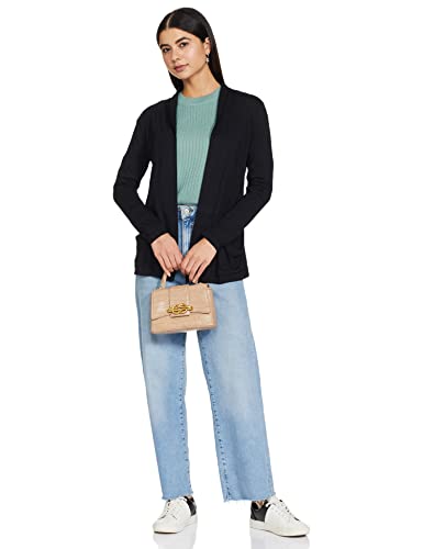 Max Women's Polyester Blend Casual Shrug Sweater (SHRUG2602_Black_XL), Open Neck