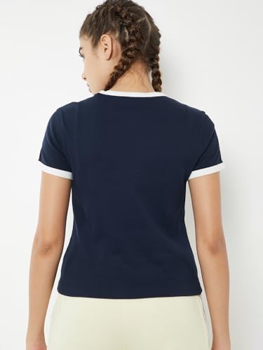 Max Women Printed Sports T-Shirt (Blue_XL)
