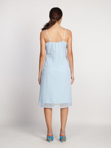 Zink London Women's Sky Blue Solid Empire Midi Dress