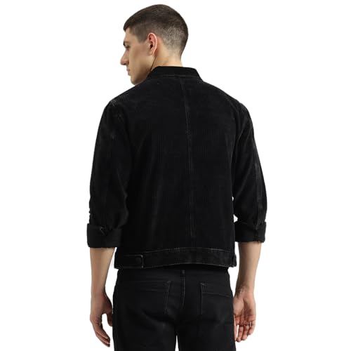 UNITED COLORS OF BENETTON Regular Fit Spread Collar Textured Jacket (Size: 3XL)-24A2FSIC0950I903 Black