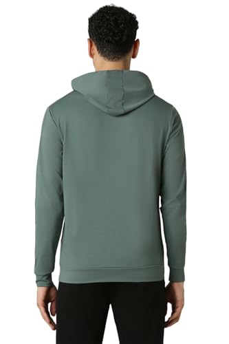 Van Heusen Men Green Print Hooded Neck Sweatshirt