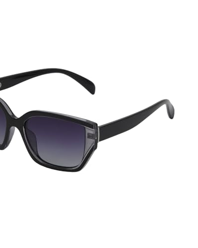 Carlton London Black Toned with Blue Polarised Lens Oversized Sunglass for women
