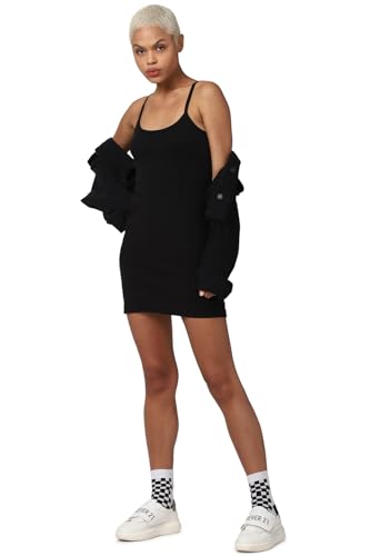 FOREVER 21 women's Cotton Classic Mini Dress (596573_Black