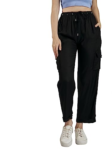 Marie Claire Women's Regular Fit Casual Pants (MC1863_Black_M)