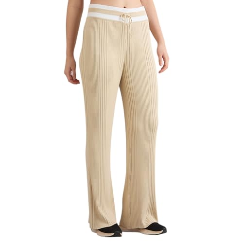 Skechers-2125 Women's Trousers-Flat Knit PANTS-PT0132ID-NTBL-XL Natural/Blue
