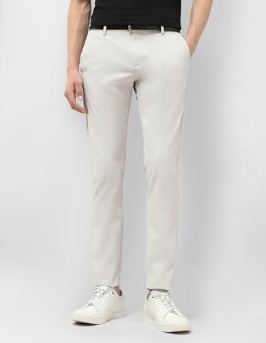 U.S.Polo Association Men's Austin Slim Fit Satin Trousers (USTRO031A_Ice Grey_38)