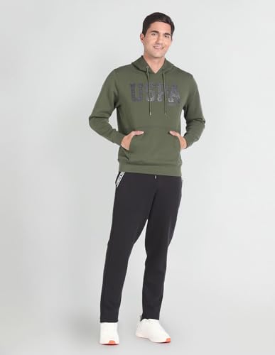 U.S. POLO ASSN. Brand Print Hooded Sweatshirt Olive