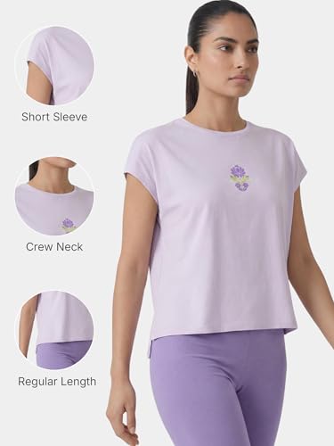 Enamor Pull on Sleeveless Crew Neck Regular Length Cotton T-Shirt for Women with Embroidery Details, Relaxed Fit - E3G7