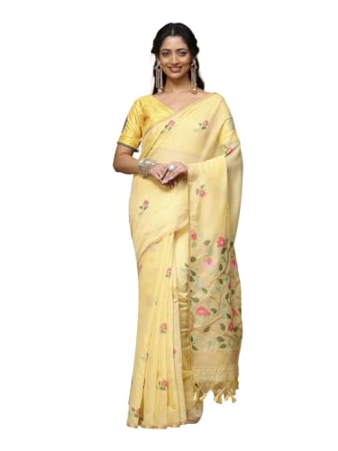 Meena Bazaar Art Silk Saree For Women |YELLOW Colour