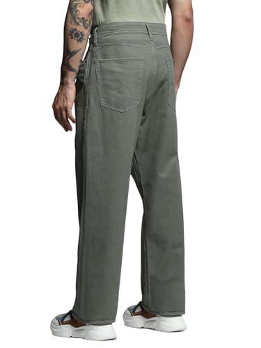 Jack & Jones Men's Mid Rise Regular Fit Green Pants