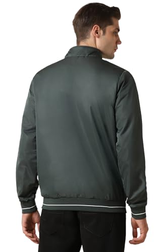 Men Green Solid Full Sleeves Casual Jacket