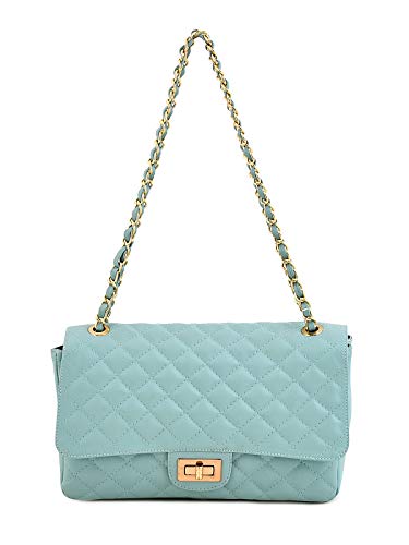 Lychee bags Women Pu Quilted Blue Sling And Handbags