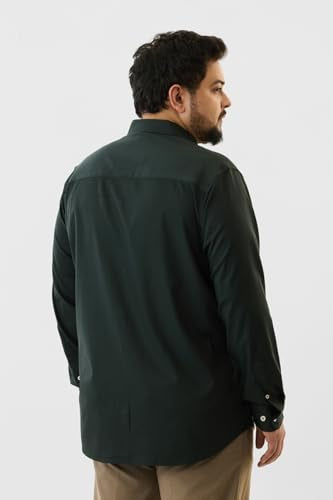 SNITCH Men Casual Shirt | Regular Fit Full Sleeve Point Collar Solid Design | Premium Polyester Blend & Wrinkle-Resistant Fabric for Office & Everyday Wear | Dark Green
