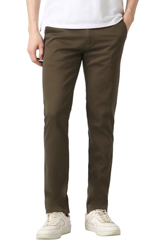 Men Brown Solid Smart Slim Fit Trousers