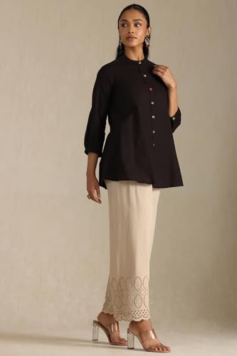 Soch Womens Beige Rayon Embroidered Palazzo With Thread Work